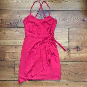 Bright pink mini wrap dress